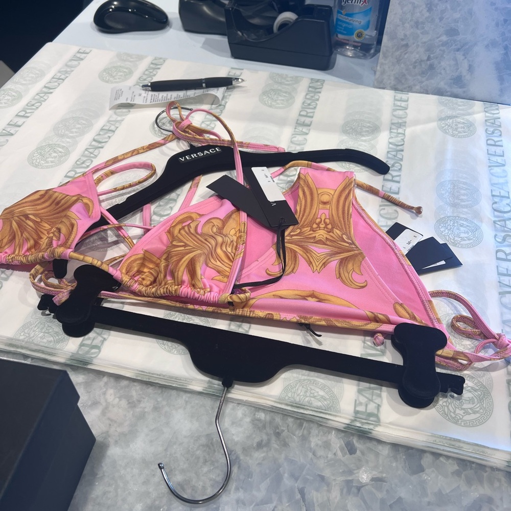 Authentic Versace pink and gold bikini new with tags and reciept